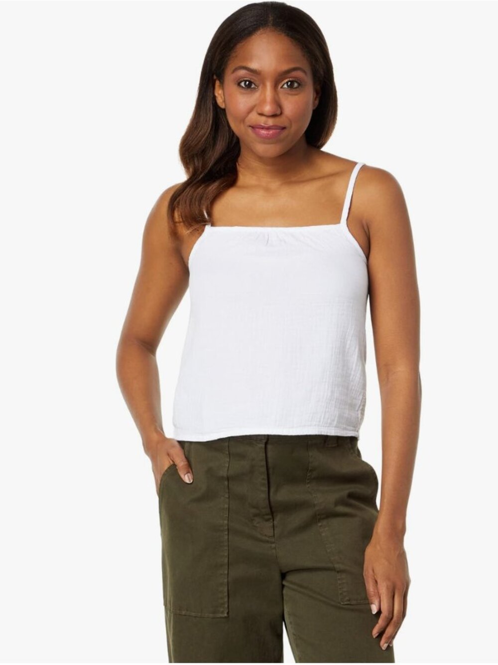 Bobi Los Angeles White Cropped Gauzy Tank Top XS NWT